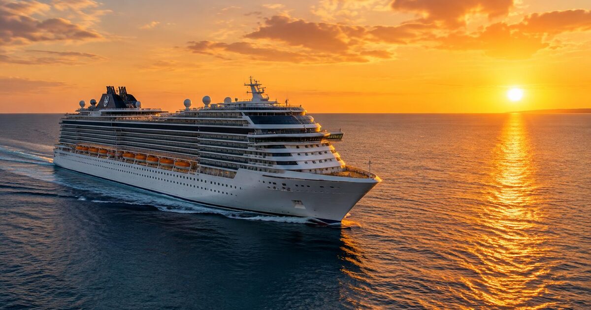A sample placeholder image of a cruise ship at sea